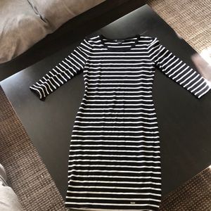 Armani Exchange Black and White Striped Mini Dress